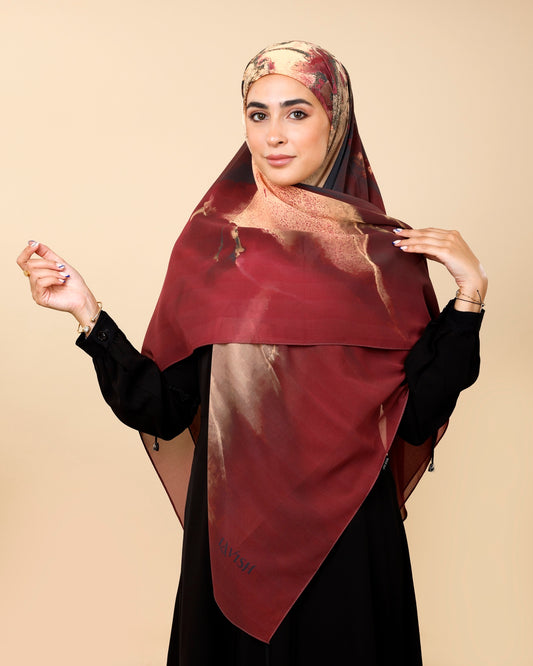 Crepe-SilkTouch Eśarp Golden Burgundy