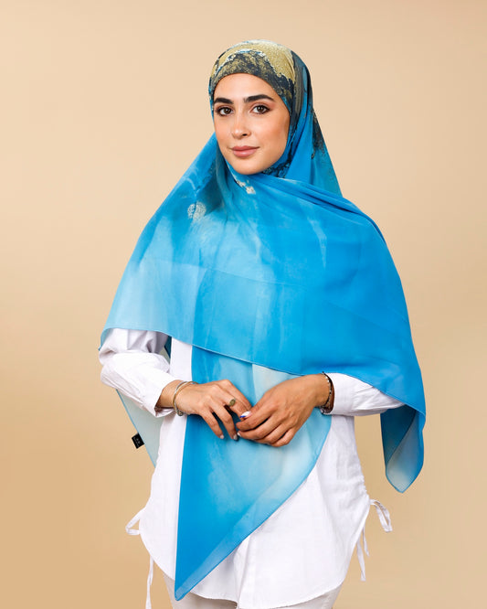 Crepe-SilkTouch Eśarp in Sky Blue