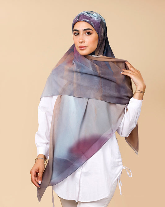Crepe-SilkTouch Eśarp in Blue Plum