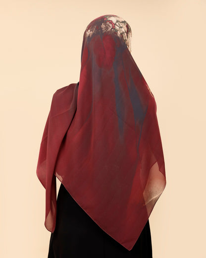 Crepe-SilkTouch Eśarp Golden Burgundy