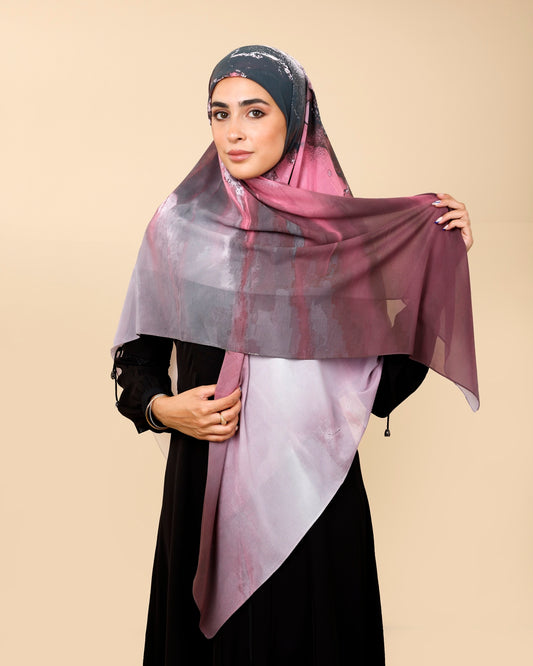 Crepe-SilkTouch Eśarp Black Magenta