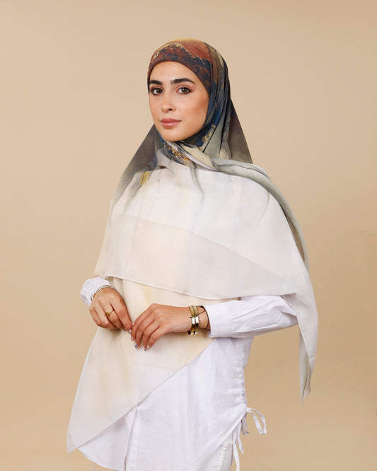 Crepe-SilkTouch Eśarp in Brick Beige